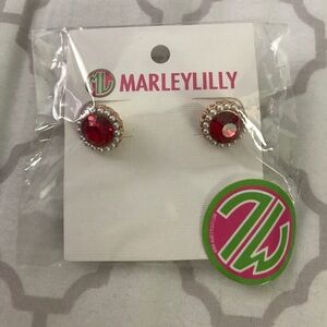 {Marleylilly} Burgundy & Pearl Stud Earrings